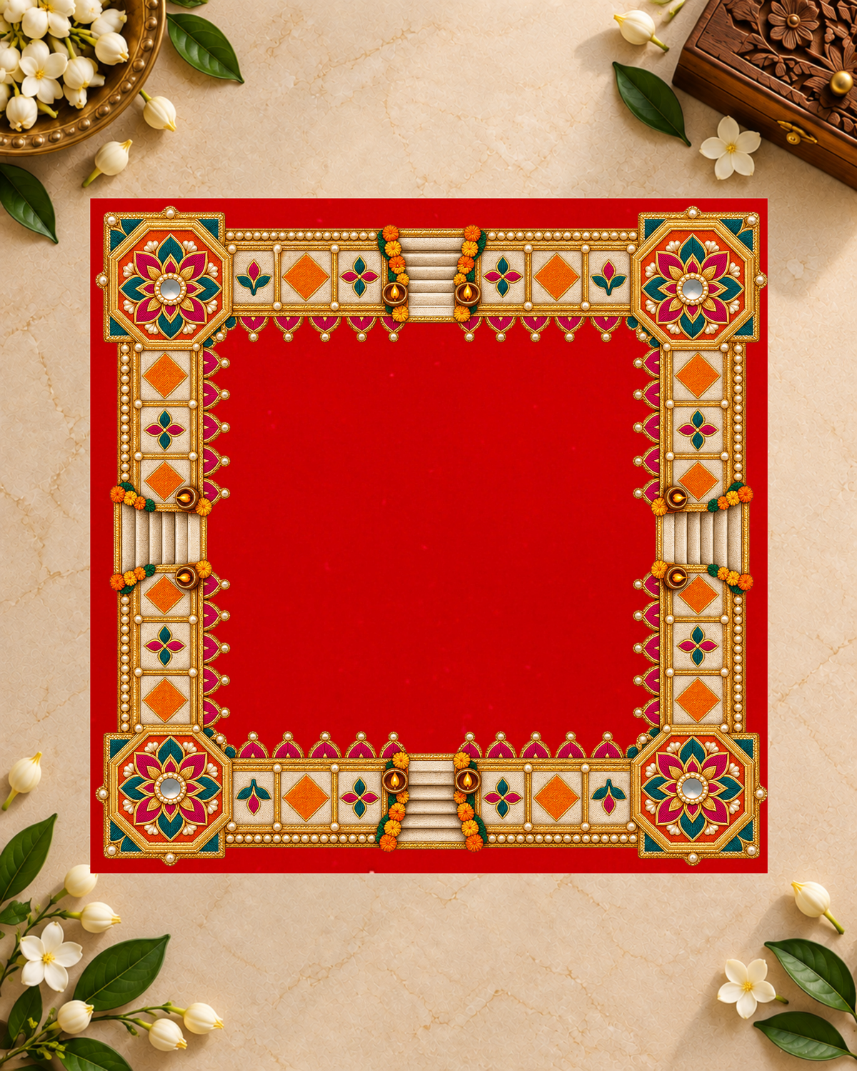Embroidery Print Velvet Aasan
