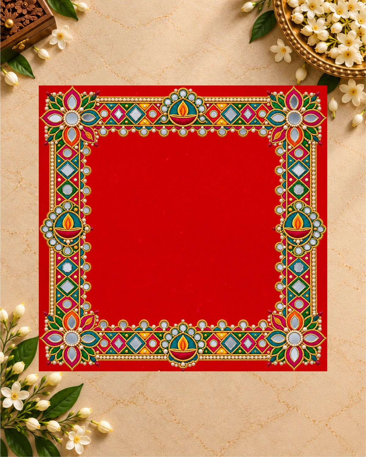 Embroidery Print Velvet Aasan