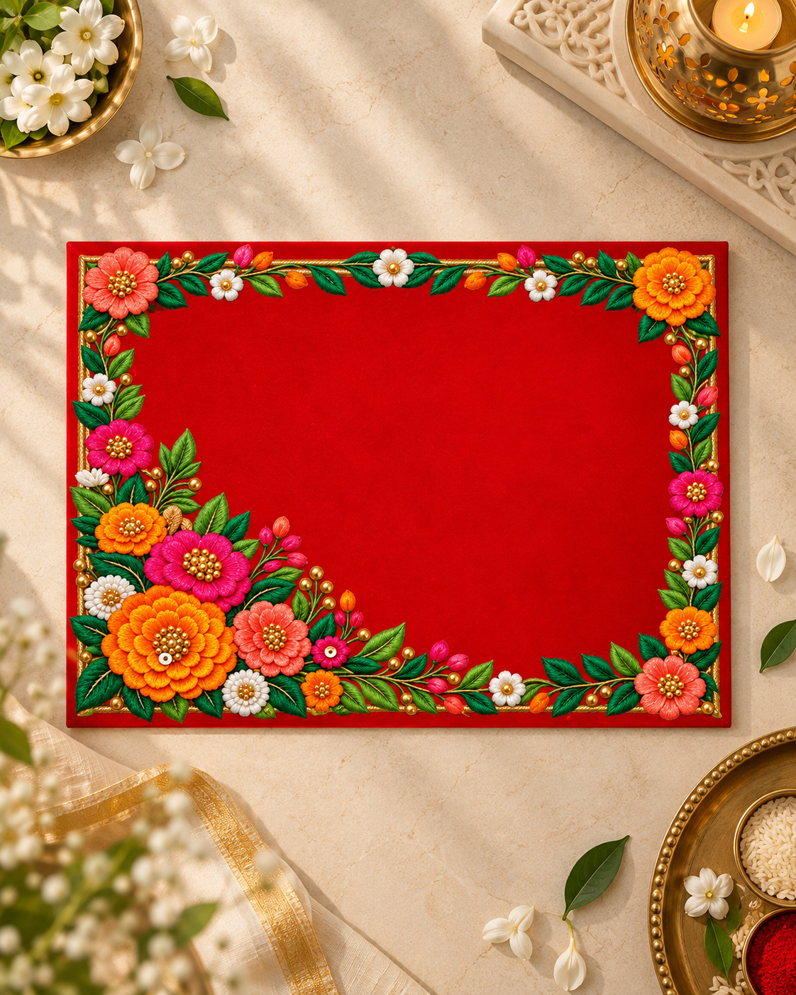 Embroidery Print Velvet Aasan
