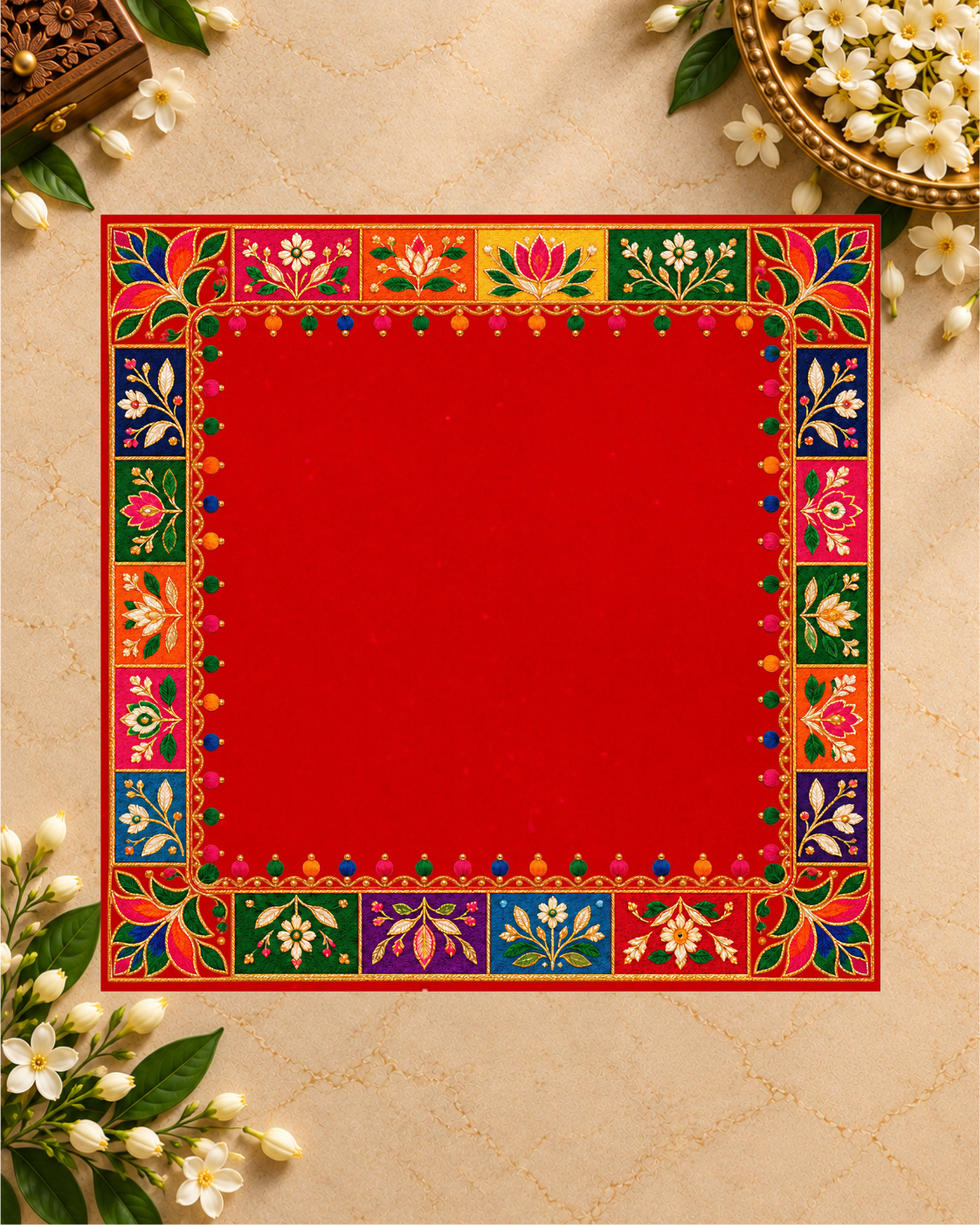 Embroidery Print Velvet Aasan