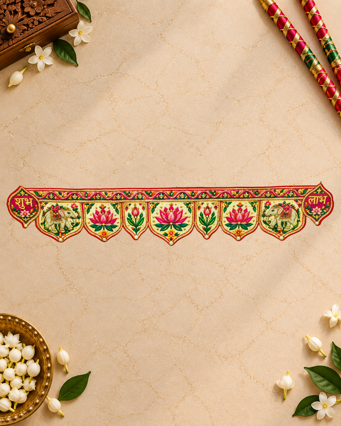 Embroidery Print Velvet Toran