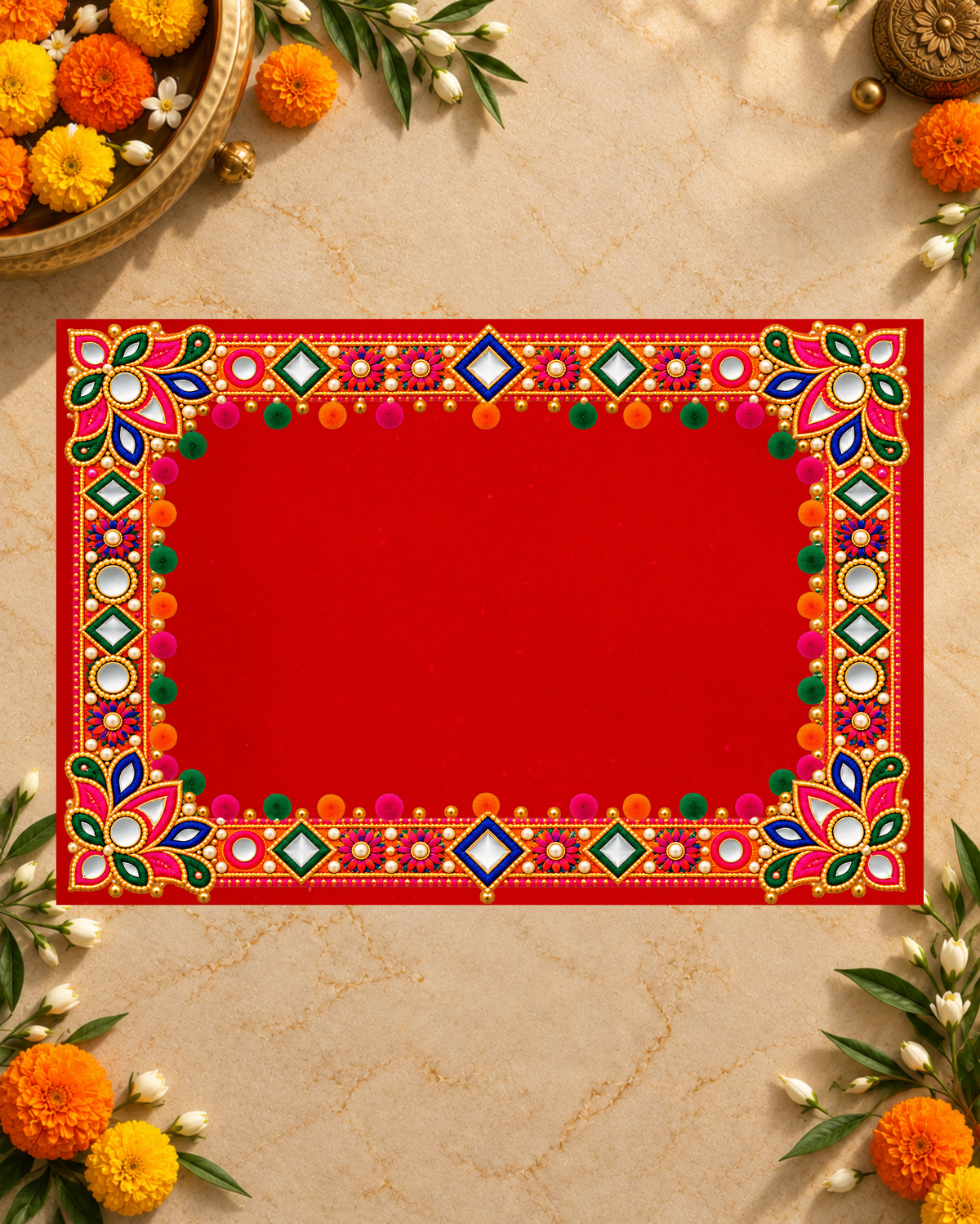 Embroidery Print Velvet Aasan