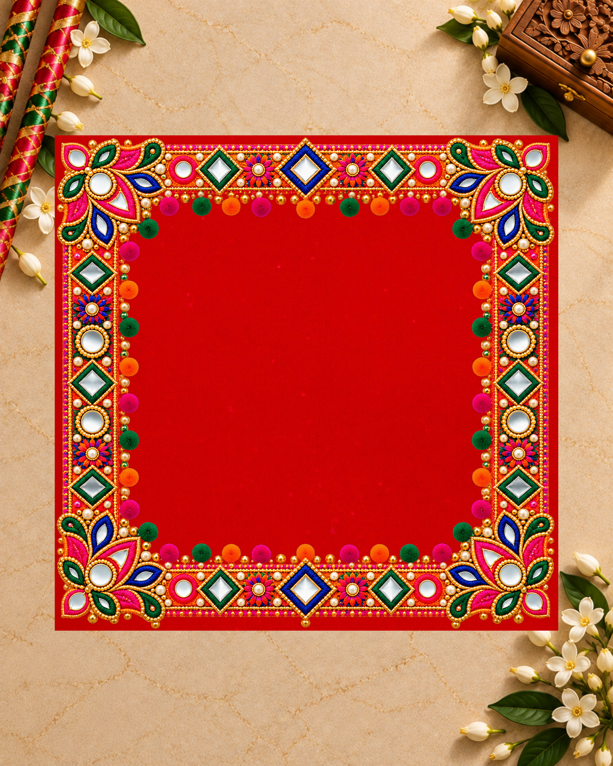 Embroidery Print Velvet Aasan